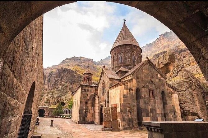 Garni, Geghard, Charent's Arch, Symphony of Stones & LavashBaking - Charents Arch and the Mount Ararat view