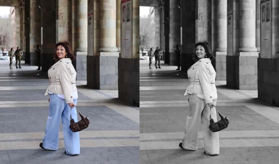 Photoshoot on the streets of Yerevan - Meeting beneath the Aram Manukyan statue